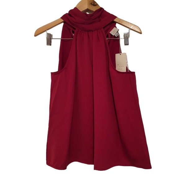 a new day Tops - A New Day Womens NWT Satin Halter Top Magenta Pink Back Bow tie Blouse